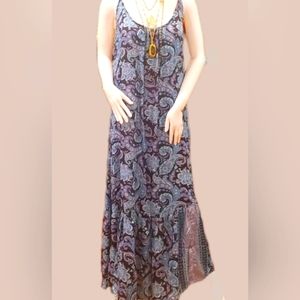 KARMA Hwy. Black Teal Shift Ruffle Hem Lg. SB Dress OS NWT